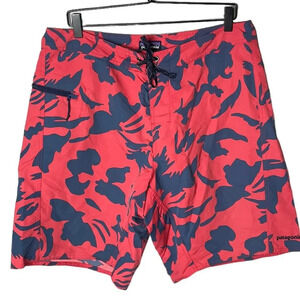 Patagonia Men’s Red / Blue Printed Nylon Swim Shorts Size 36